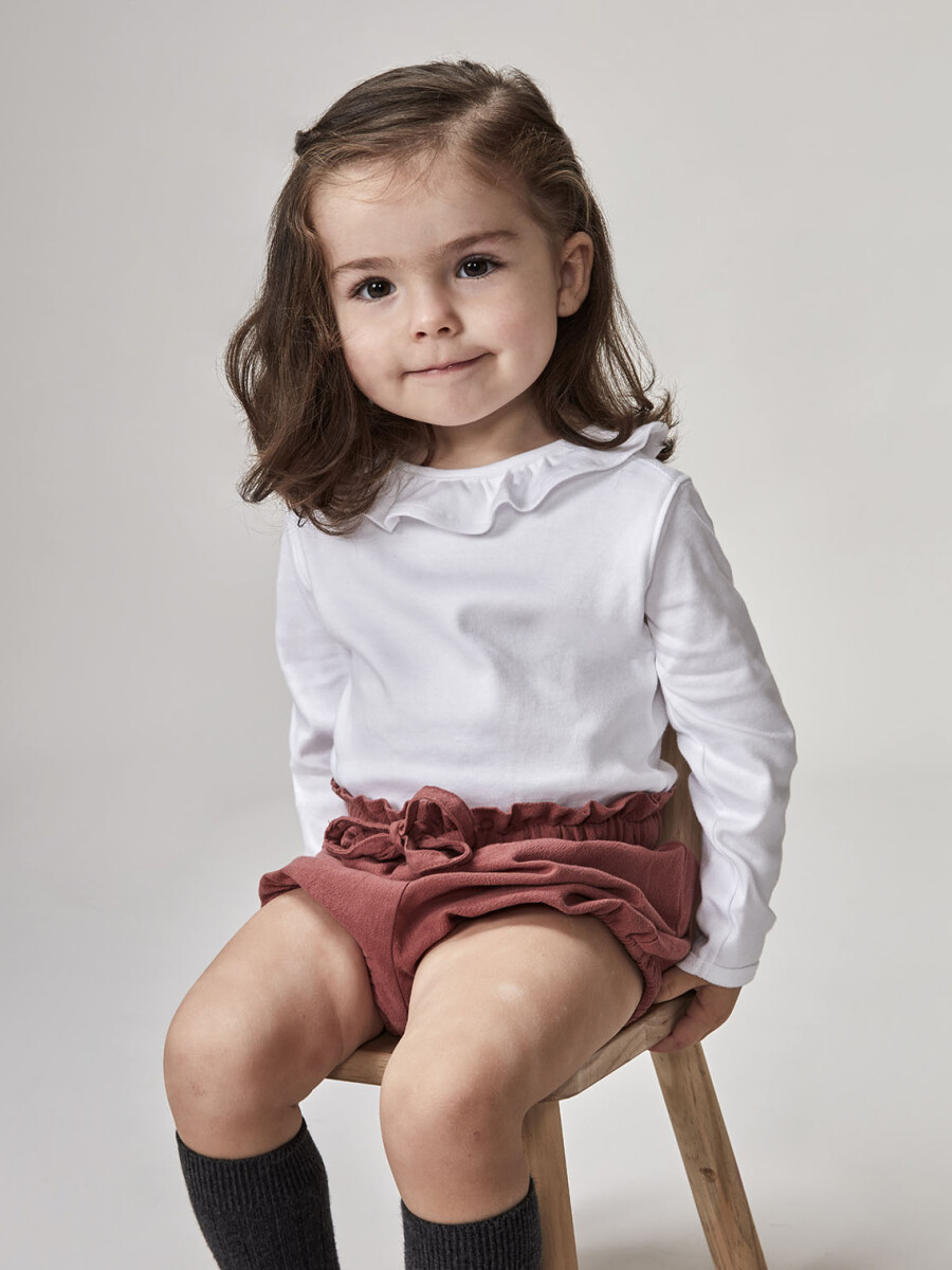 Polo Body Con Cuello Volante. Blanco Optico