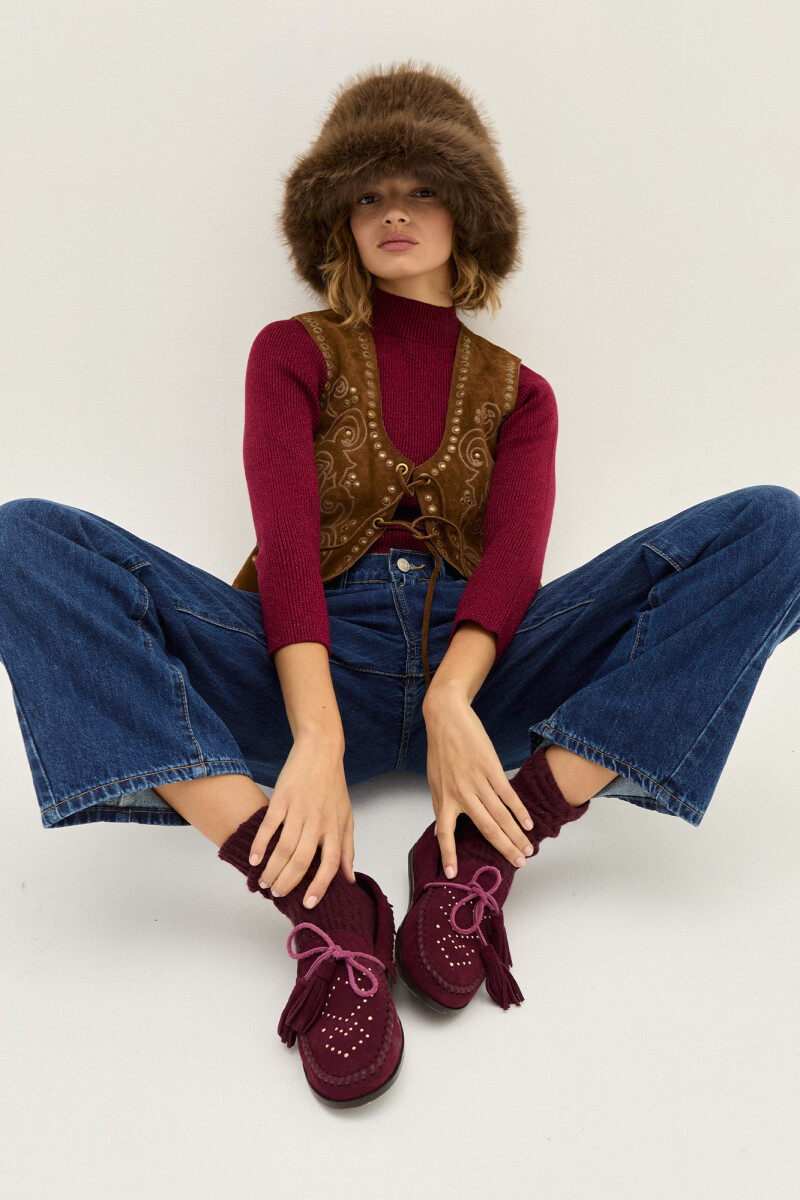 Mocasín Fawn - Bordo 