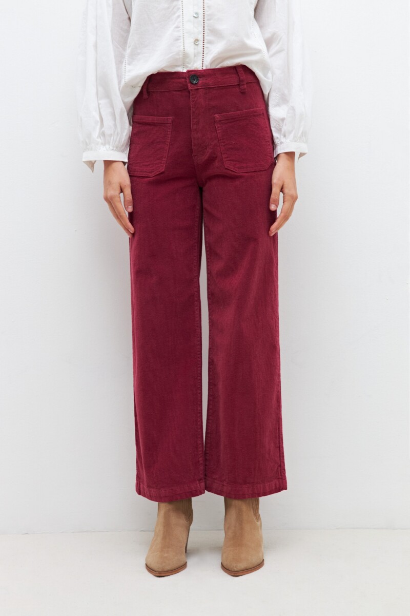 Pantalon Paulina de pana bordo