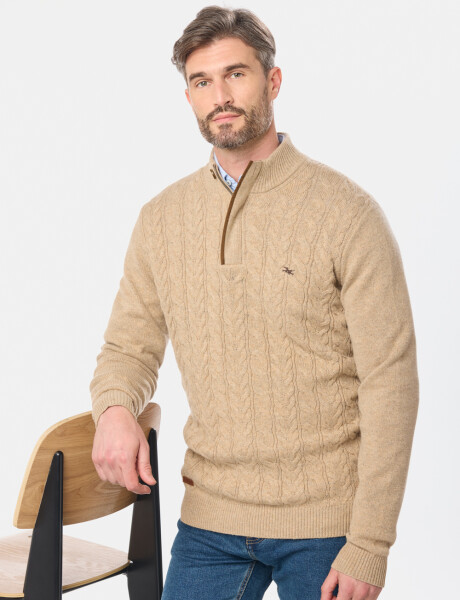 BUZO TEJIDO MEDIO CIERRE Beige