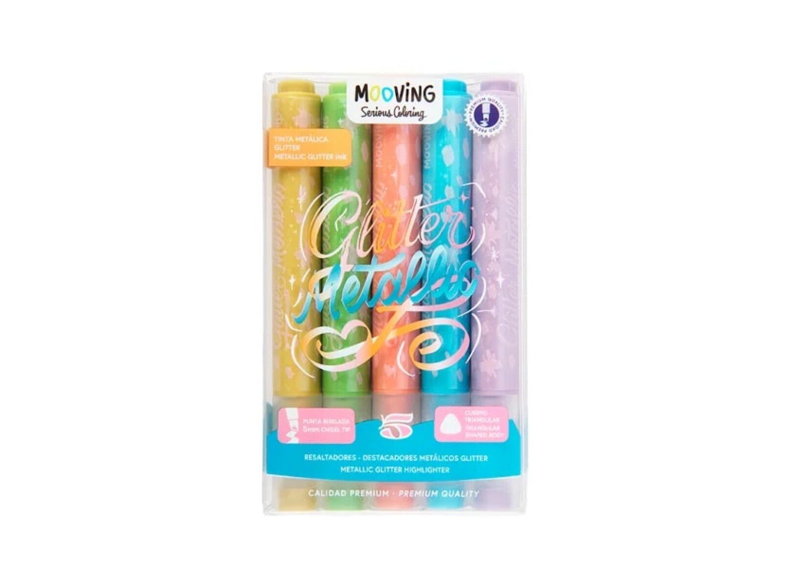 Marcador Mooving Glitter Metallic x 5 