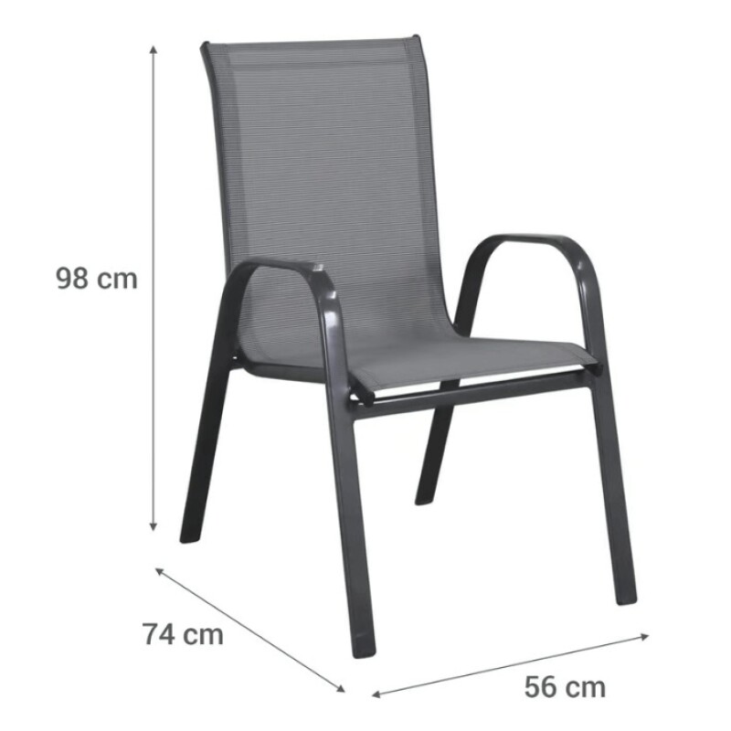 Silla De Exterior Sling De Acero Gris Jardín Terraza Silla De Exterior Sling De Acero Gris Jardín Terraza