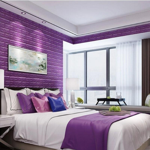 Revestimiento Pared Adhesivo Facil Colocacion Piedra 70x77cm Variante Color Violeta
