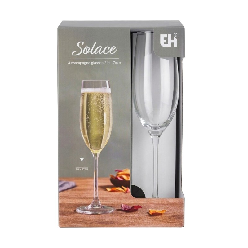 SET COPA VIDRIO P/CHAMPAGNE 210ML 4PZAS Unica