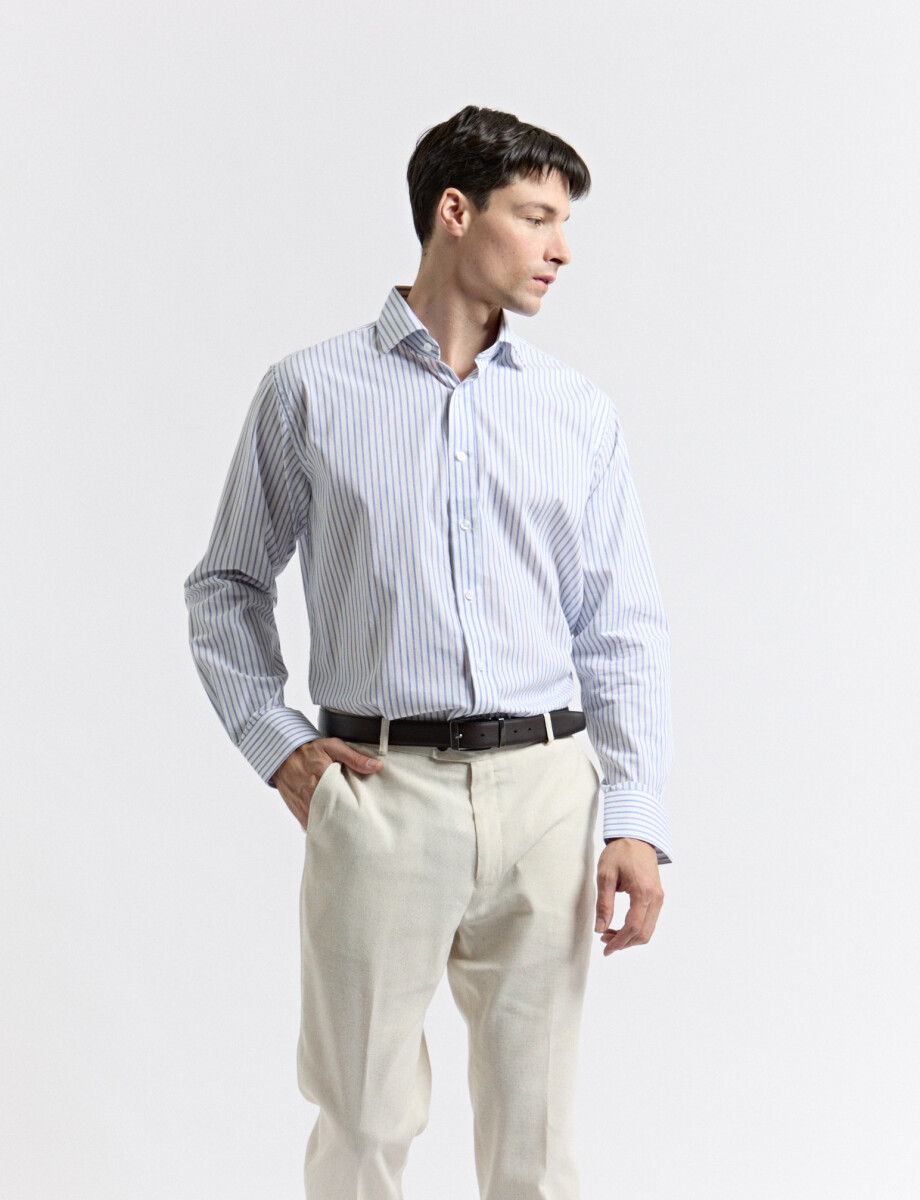 012678 CAMISA HARRINGTON LABEL Blanco/azul