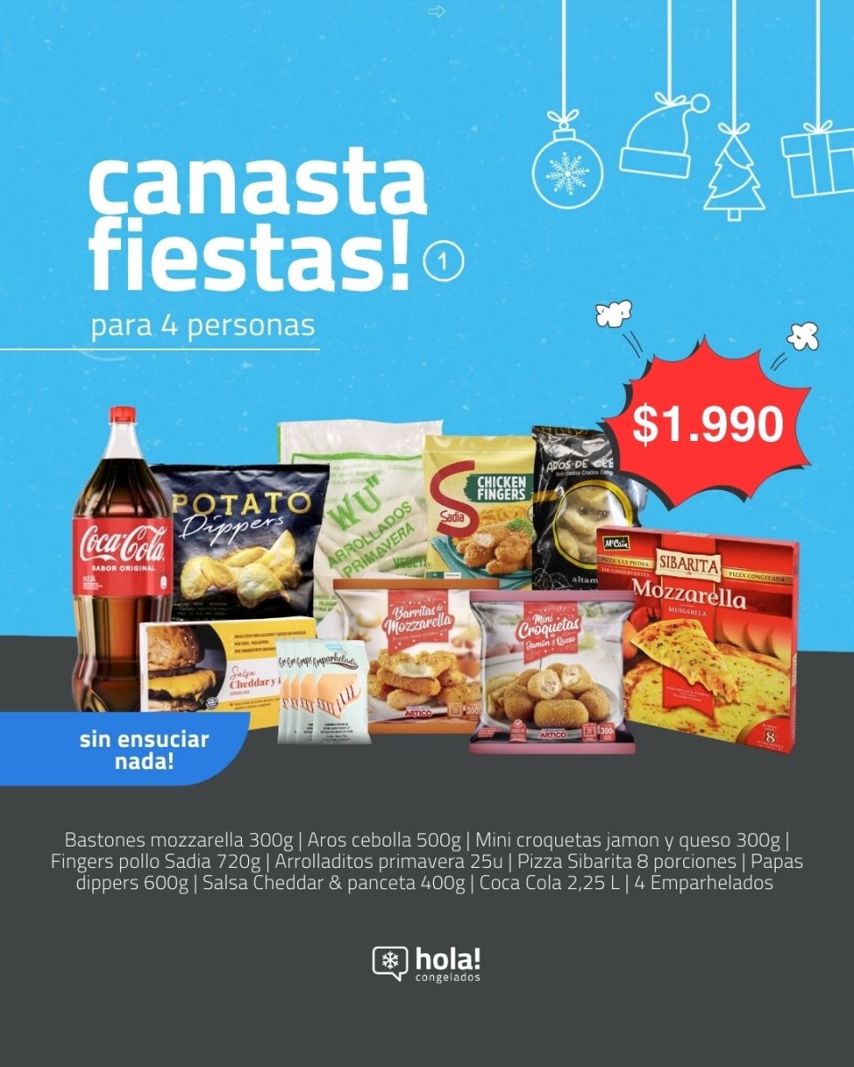 CANASTA REUNIÓN FAMILIAR/CUMPLE PARA 4 PERSONAS 