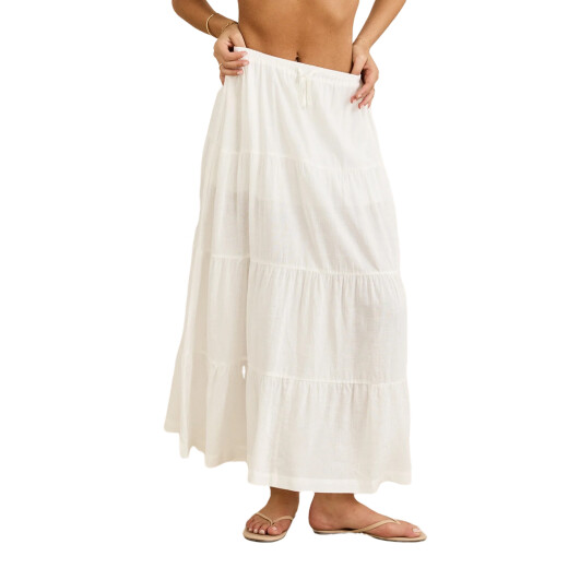 Pollera Rhythm Classic Tiered Maxi Skirt - Blanco Pollera Rhythm Classic Tiered Maxi Skirt - Blanco