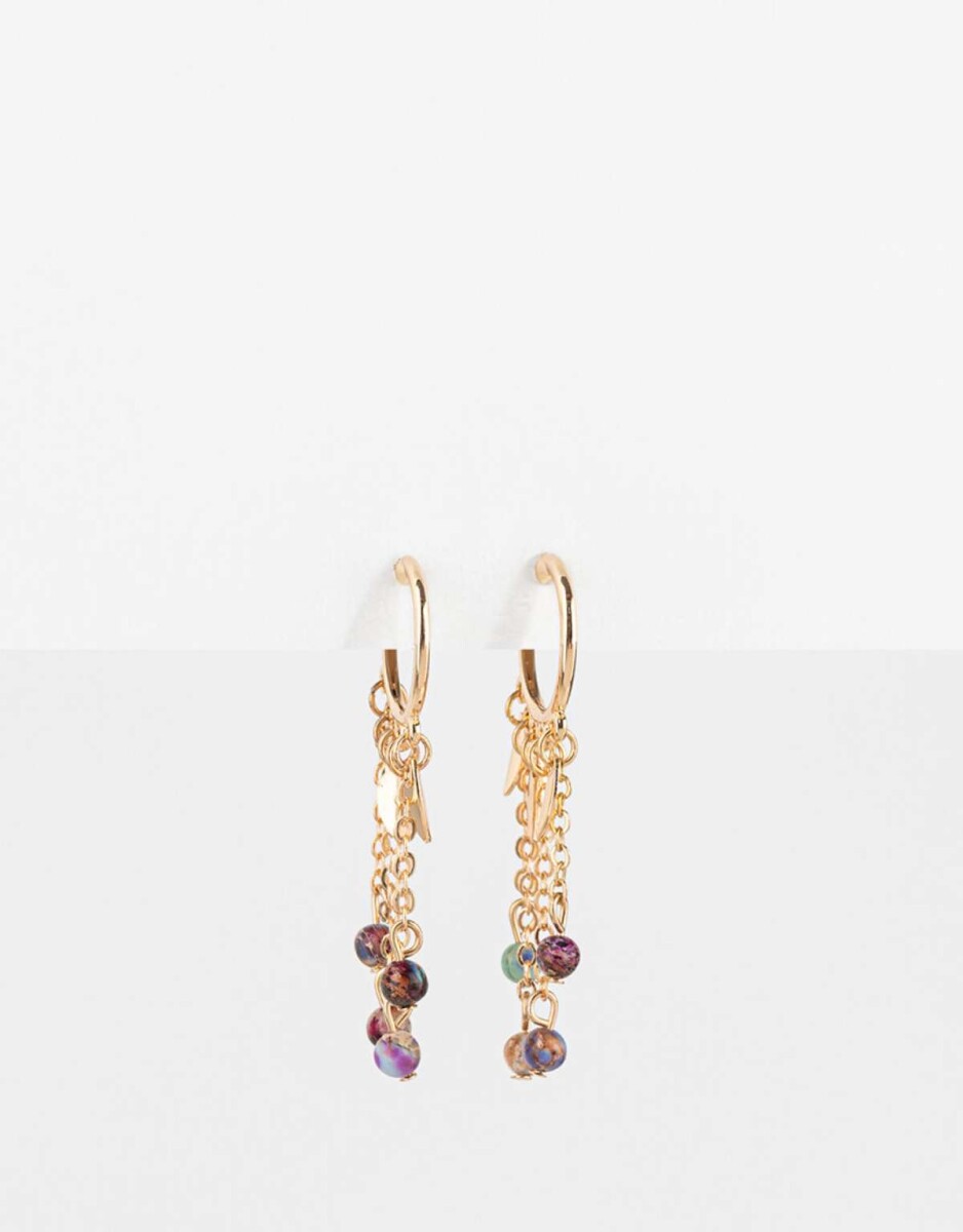 Aros Colgantes Largos Con Piedras - Dorado 