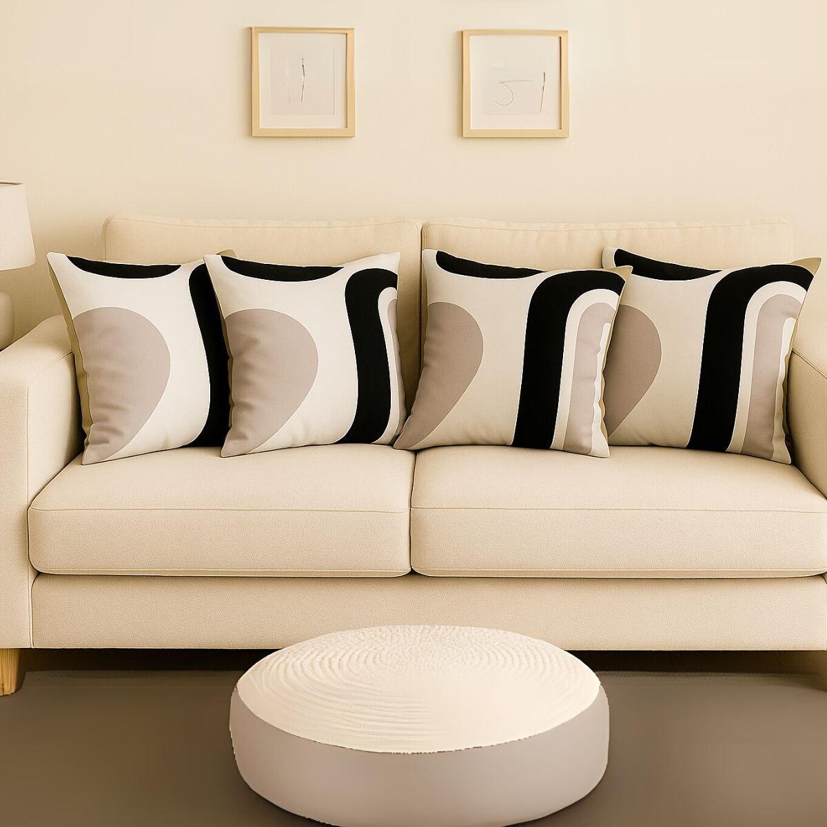 Set x4 funda de almohadones lisa 43 x 43 - RAYAS NEGRO Y GRIS 