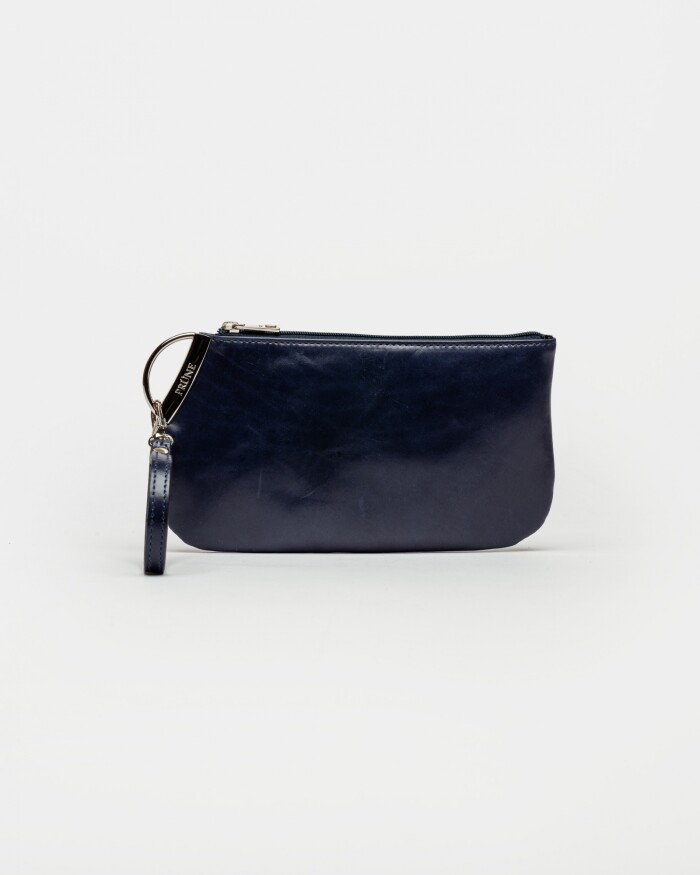 Porta Cosméticos Katy En Cuero Liso Azul