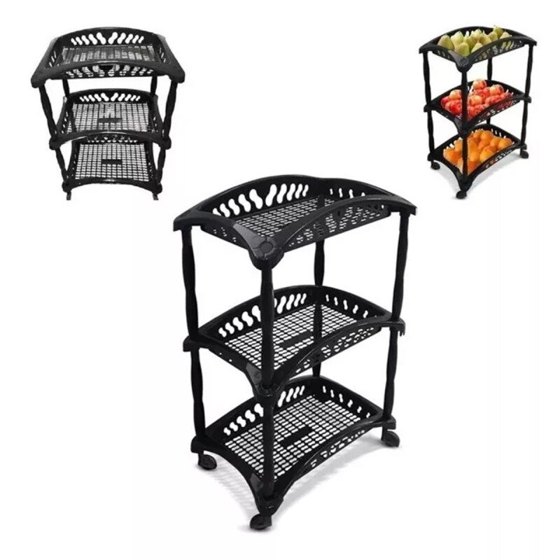 Estantería frutero carro 3 estantes NEGRO