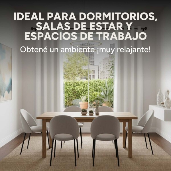 Cortina Blackout 100% Engomada Termica Set 2 Paños Tipo Lino Color Variante Blanco