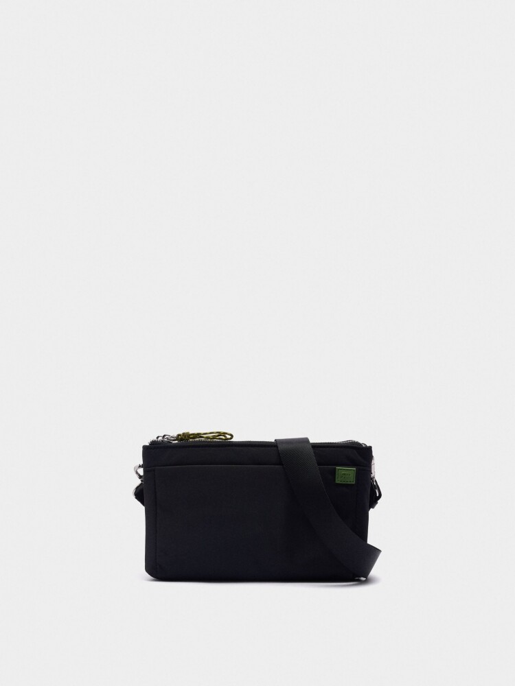 Bolso Bandolera Doble De Nylon negro