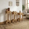 Conjunto Set De Mesas Pedestal Madera Maciza Linea Mexicana Natural