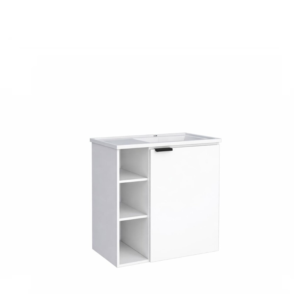 Mueble de baño suspendido Hortensia Blanco 62 cm con bacha de resina Mueble De Baño Suspendido Hortensia Blanco 62 Cm Con Bacha De Resina