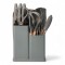 Set 19 Utensilios De Cocina Con Cuchillo Y Tabla Gris