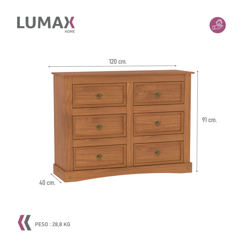 Cómoda Aparador Lumax 6 cajones madera maciza Cómoda Aparador Lumax 6 cajones madera maciza