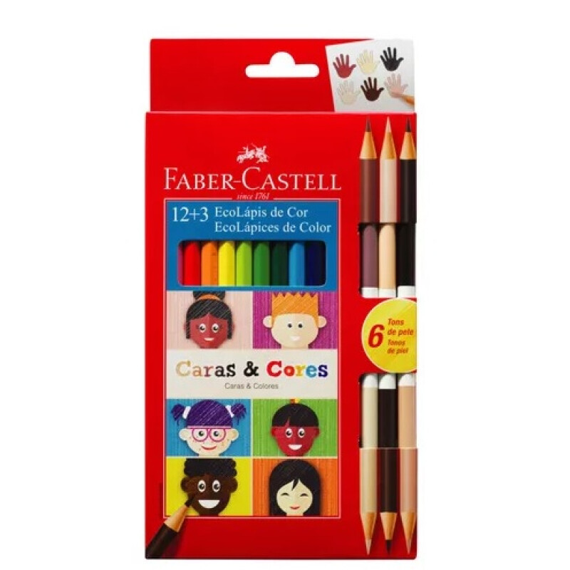 Ecolápiz Caras & Colores 12 Largos + 3 Bicolor Faber-castell Ecolápiz Caras & Colores 12 Largos + 3 Bicolor Faber-castell