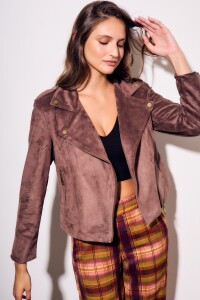 Campera Gamuza Cuero Vegano Chocolate