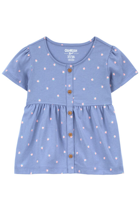 Blusa de algodón, manga corta, diseño frutillas Sin color