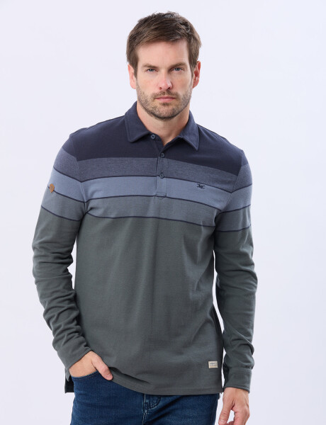 POLO PIQUE RAYADA Azul