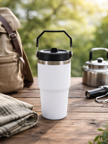 VASO TERMICO BLANCO CON ASA BLANCO