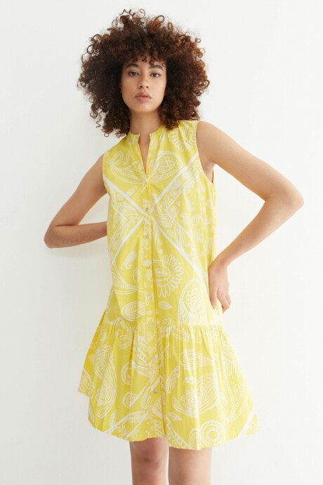 Vestido midi con estampa paisley blanco