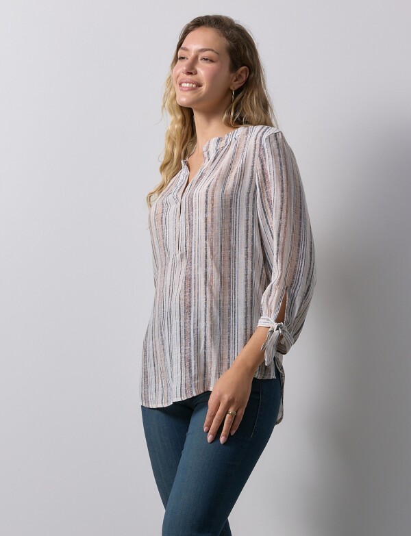 Blusa Lineas Mga Nudos MULTI/MARRON