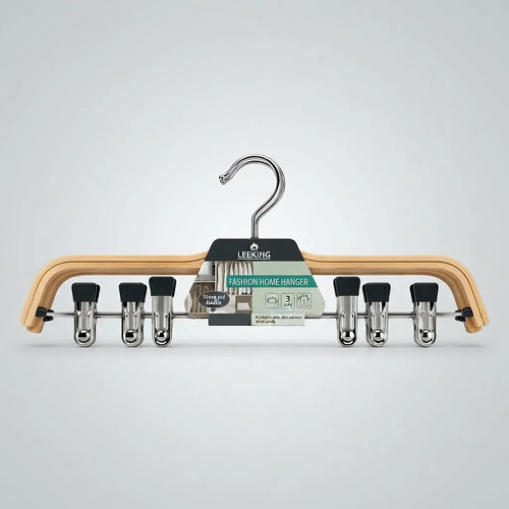 Set percha de metal y madera x3 Set percha de metal y madera x3