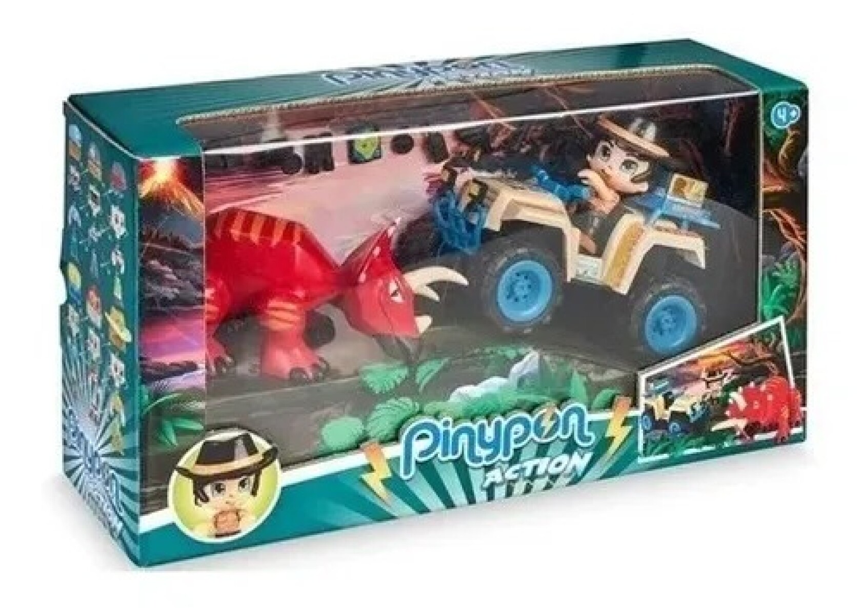 Muñeco Pinypon Action Cuatriciclo Con Dinosaurio 