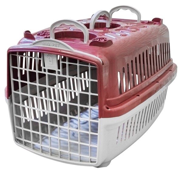 Transportadora Rígida Para Viaje Mascota Perro Gato 62x45x39 Variante Color Bordo