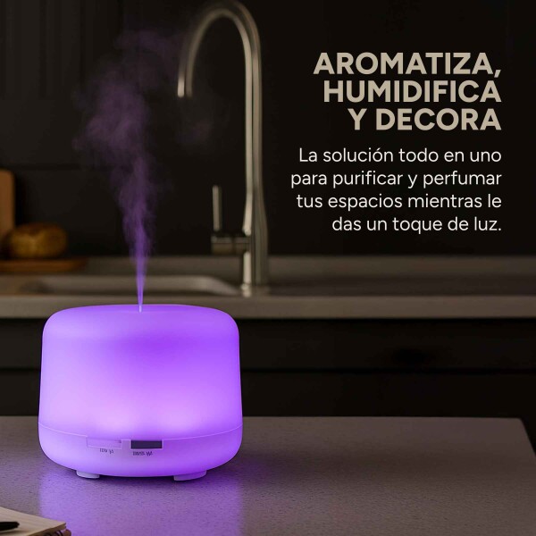 Aromatizador Difusor Humidificador Perfume Luces Led 500 Ml Variante Color Blanco