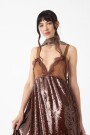 VESTIDO LARGO DE LENTEJUELA Marron