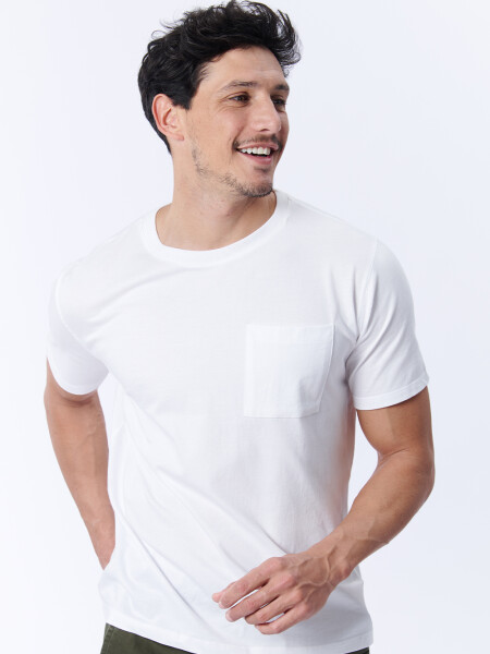 Remera Manga Corta Bolsillo Blanca