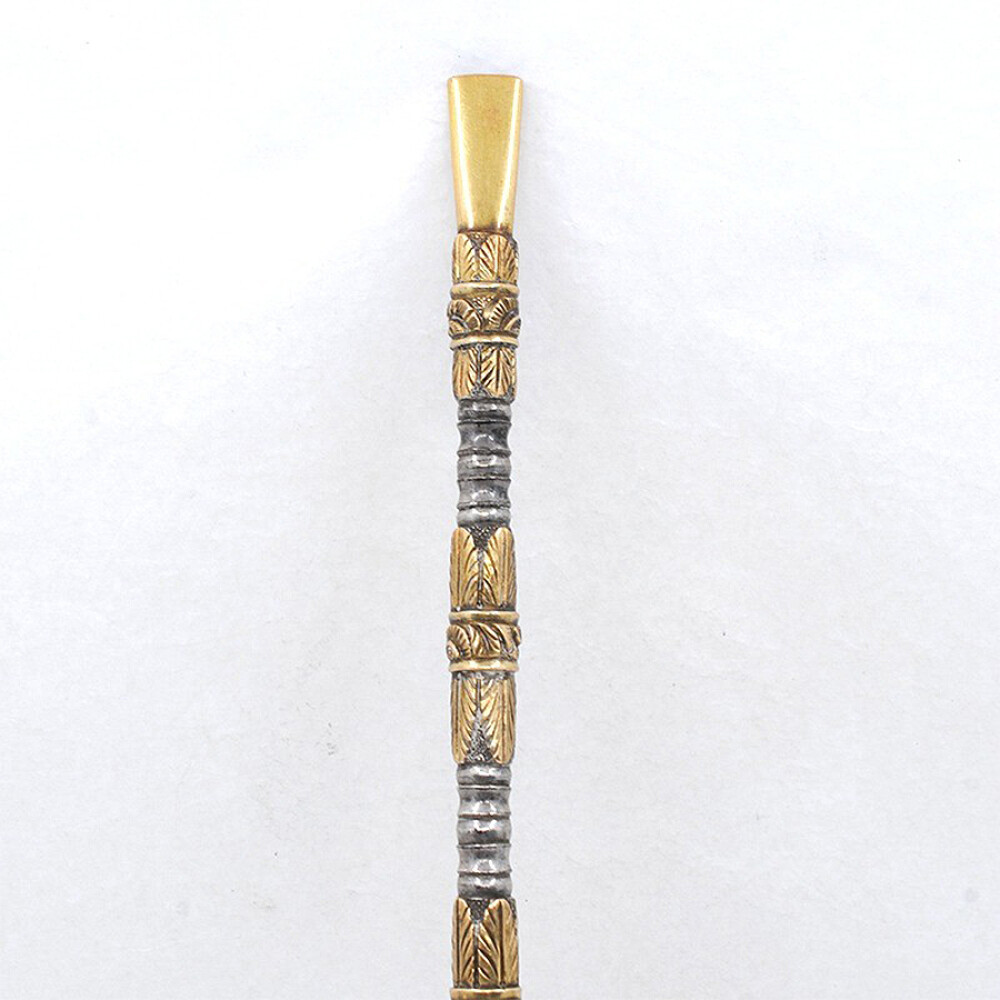 Bombilla Antigua Larga En Plata Y Oro. Excelente Trabajo De Plateria Bombilla Antigua Larga En Plata Y Oro. Excelente Trabajo De Plateria