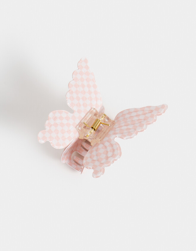 Broche Mariposa Broche Mariposa Cuadros - Rosa Claro