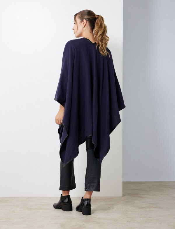 Ruana Botones Ribete AZUL