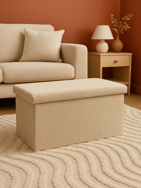 PUFF BANQUETA BAUL BEIGE