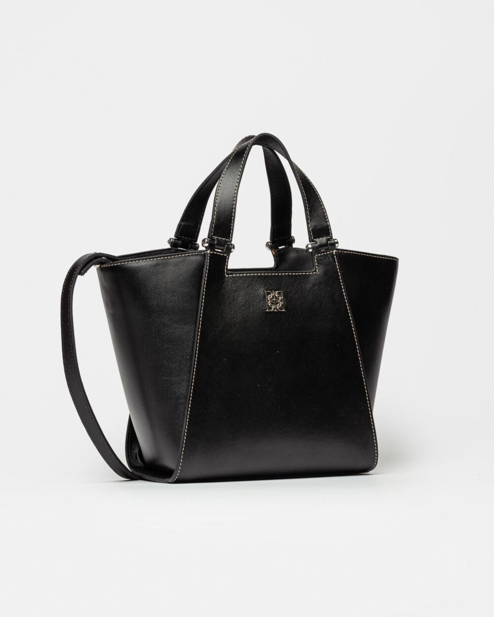 Cartera de mano Tess en cuero vaquita Negro