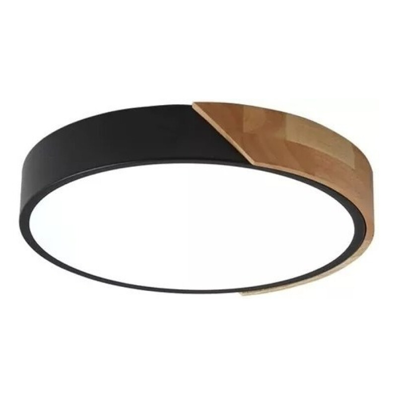 Luminaria Plafon Led Diám 40cm Metal Y Madera Varios Colores Negro