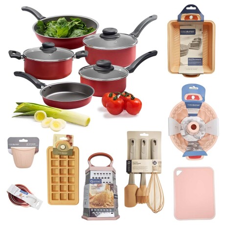 Set Cocina 13Pzas Juego Batería Brinox + Accesorios Silicona Salmón
