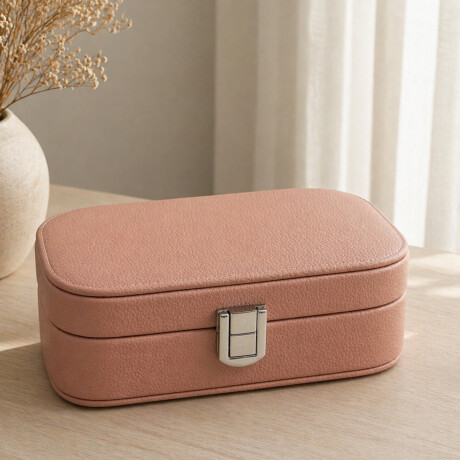 Joyero con espejo y hebilla - Chico 15x10x5cm Rosado