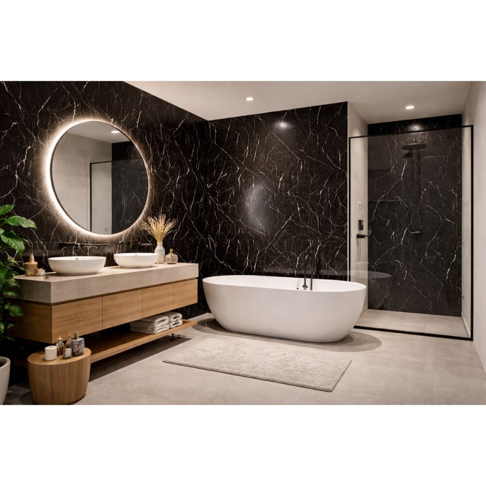 Placa de pvc Mármol Negro 122x244cm x 3mm Placa De Pvc Mármol Negro 122x244cm X 3mm