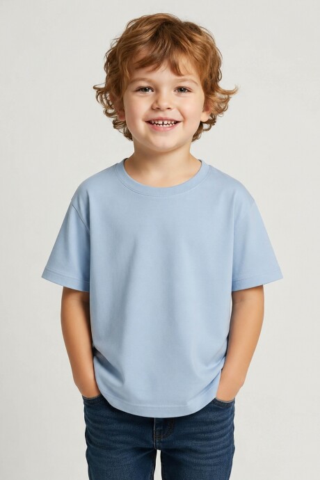 Remera Básica Infantil en Algodón Celeste