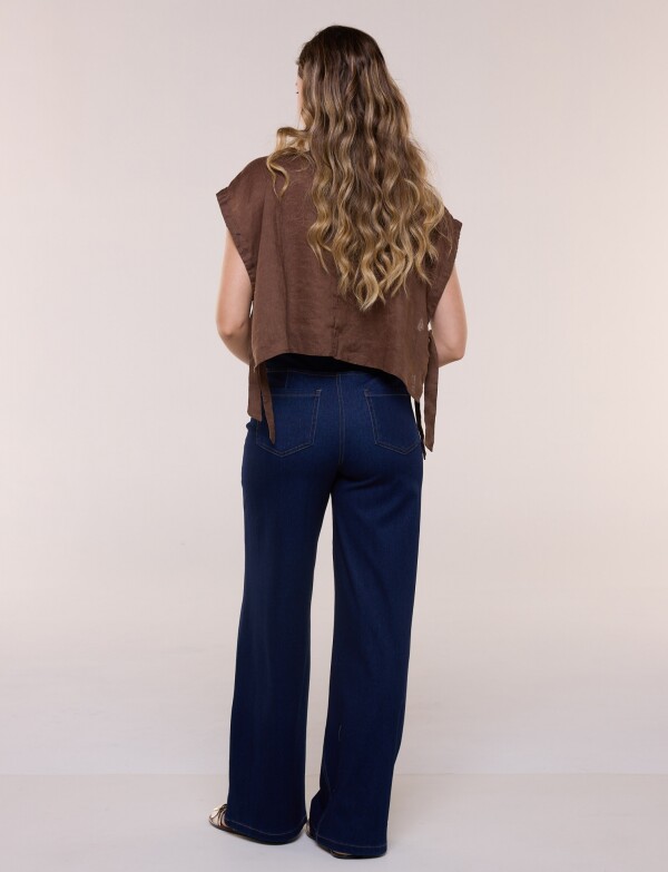 Jegging Estilo Palazzo Con Cintura Elástica JEAN OSCURO