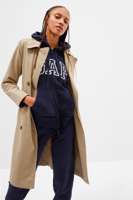 Buzo Canguro Con Cierre Logo Gap Mujer Navy Uniform V2