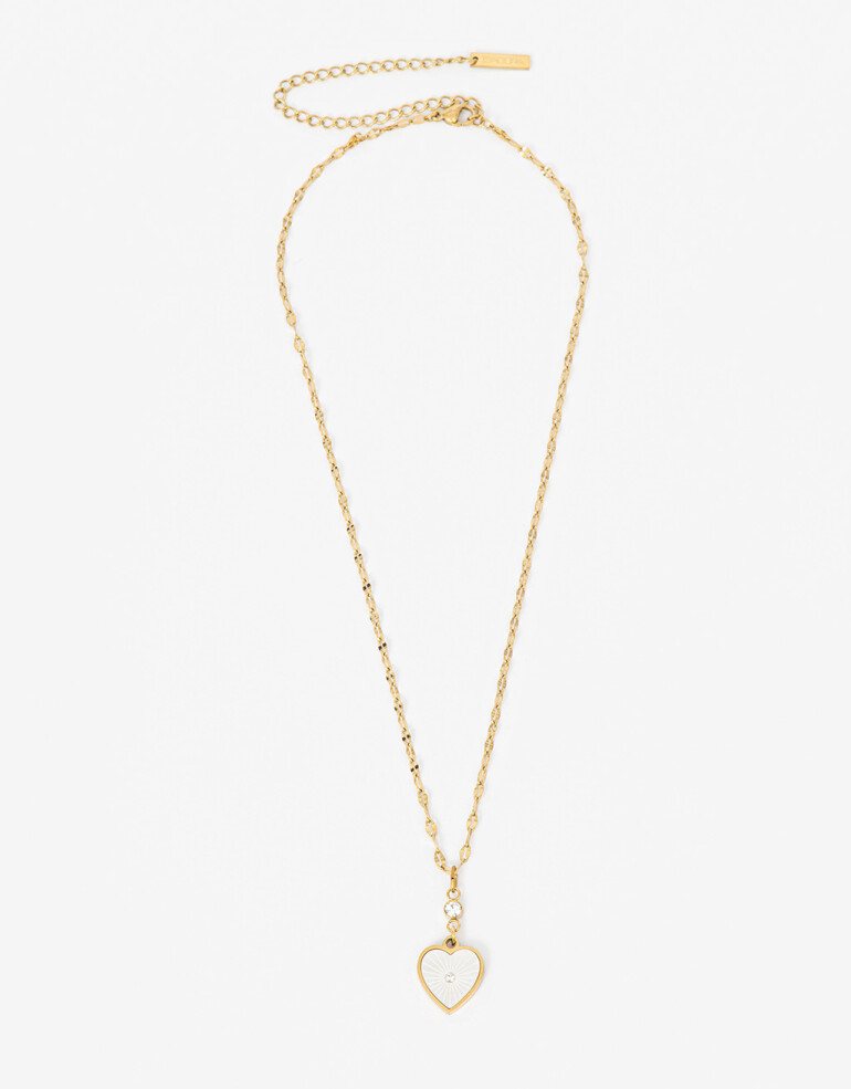 Cadena Corta con Dije Piedra Cadena Acero Con Dije Nácar - Dorado