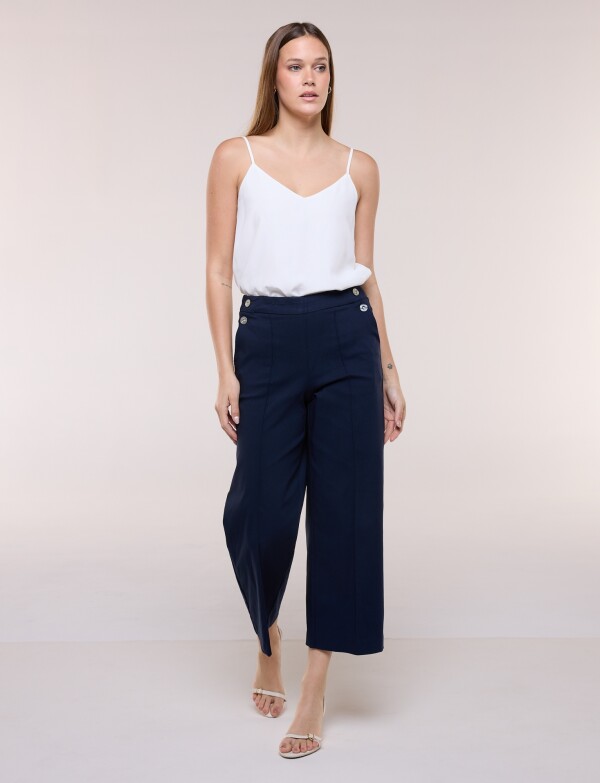 Pantalón Crop Con Botones AZUL