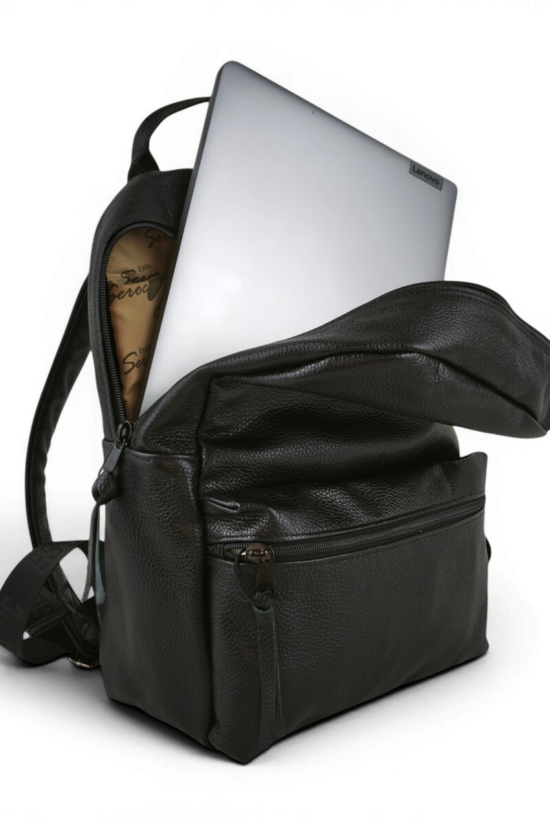 Mochila de cuero urbana Negro