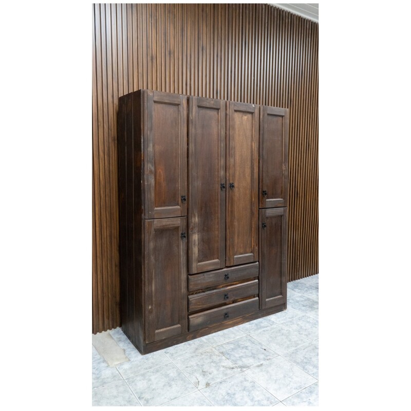 Ropero Madera Pino Macizo 6 Puertas Placard - Nogal Ropero Madera Pino Macizo 6 Puertas Placard - Nogal